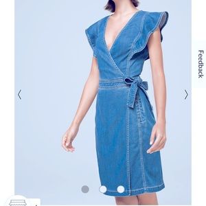 WHITE HOUSE BLACK MARKET FAUX WRAP DEMIN DRESS